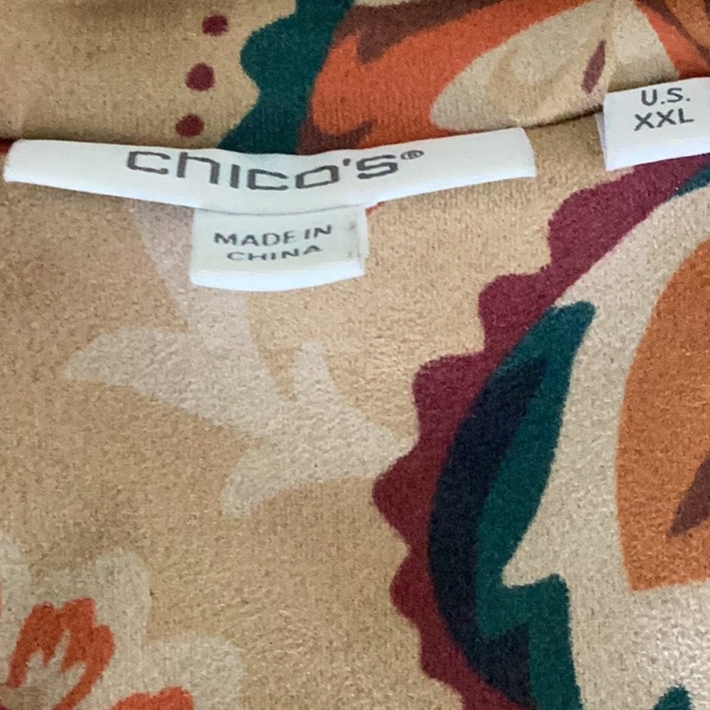 Chico’s Artisanal Faux Suede Printed Jacket SZ XXL Boho Western Desert Festival - Picture 10 of 11
